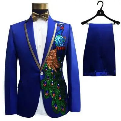 

Новейший дизайн пальто и брюк Королевский синий смокинг для жениха костюм для выступлений с аппликацией мужские костюмы для свадьбы выпуск...