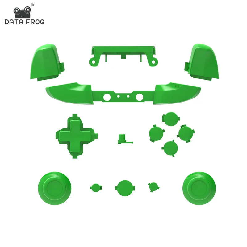 Для Xbox One тонкий сменный полный комплект кнопок матовая Замена ABXY триггер Thumbstick части для microsoft Xbox One S Slim - Цвет: Зеленый