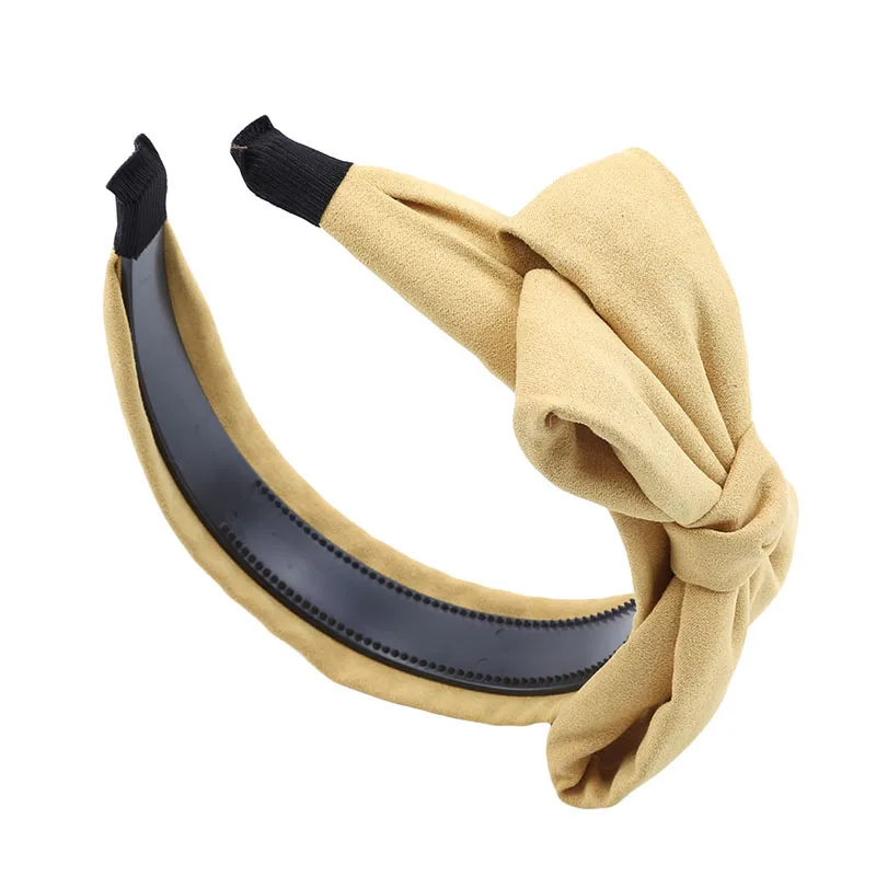 Solid Color Fabric Bow Headband Female Girl Hair Band Hat Accessories Bandwidth |