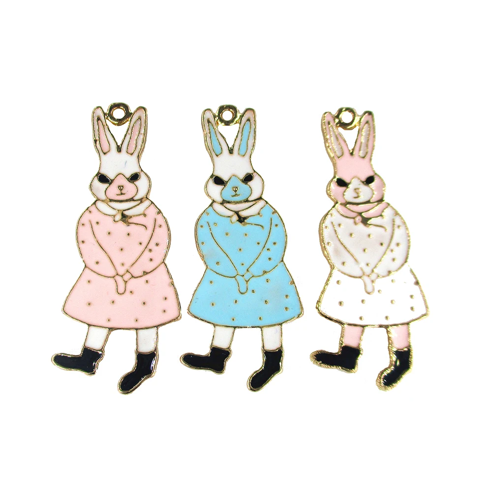 8 штук милых кроличьих эмалированных подвесок для сережек, капель масла, животного тега, ювелирных изделий, аксессуаров для самостоятельного изготовления