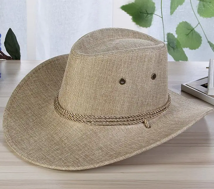 cream coloured MISSKY мужские летние солнцезащитные однотонные шляпы классная западная ковбойская шляпа Открытый широкая шляпа мужской аксессуар - Цвет: cream coloured