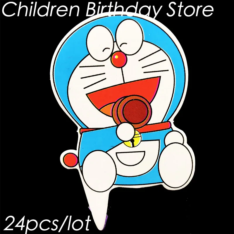 Doraemon2 24 шт./лот соевый Luna тема торт Топпер соевый Luna тема День Рождения украшения соевый Luna тема украшения для кексов - Цвет: Doraemon2