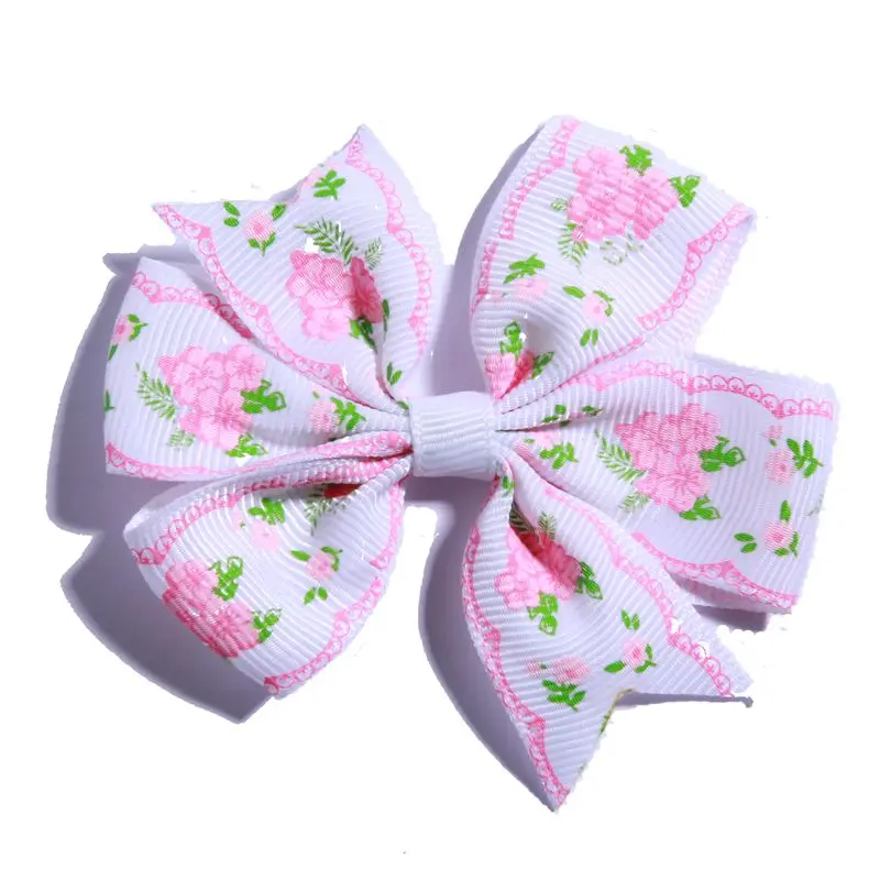White 50 шт. 3." Лидер продаж бутик волосы бант с цветком для девочек Grosgrain ленты hairbow с зажимами Шпилька для девочек аксессуары для волос - Цвет: White