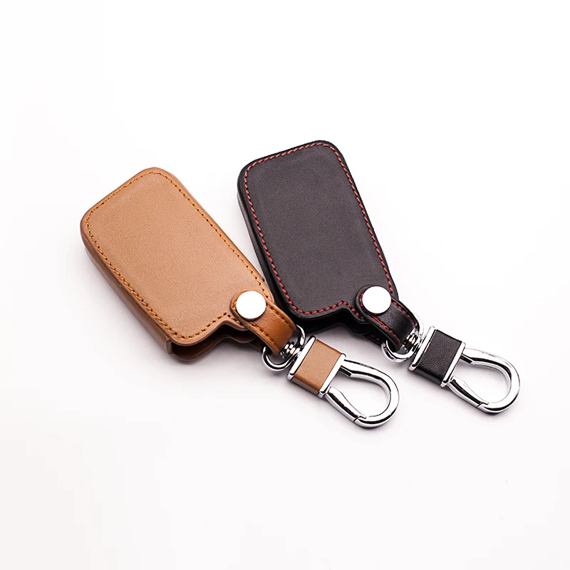 

Latest car leather key cover For Toyota Camry Highlander Crown Prado Land Cruiser Vitz Prius Intelligent Key Case protect shell