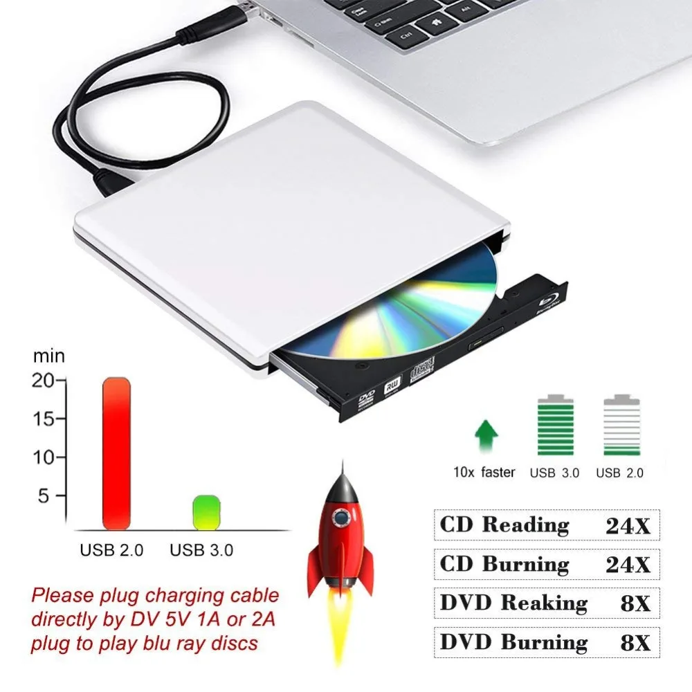 Алюминиевый Привод Blu ray тонкий USB 3 0 размыкатель устройство записи CD/DVD RW диск blu