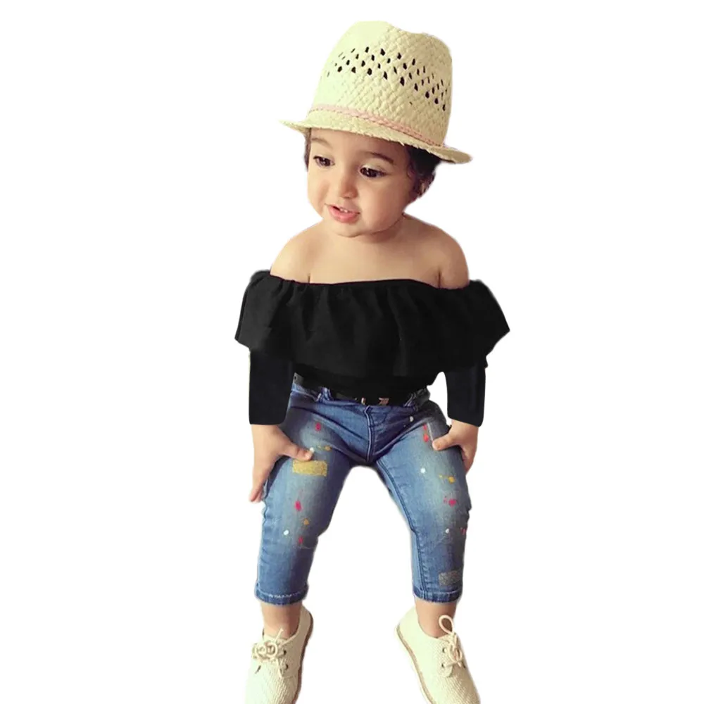 Комплект одежды из 3 предметов для маленьких девочек однотонные топы с открытыми