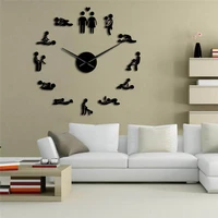 sexual position silent large wall clock diy new modern design mirror home clock adult bedroom seduction sticker wall watch