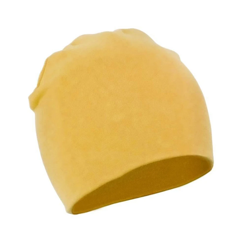 Yellow Модные детские шапки унисекс; хлопковая Мягкая Милая Шапка; зимние теплые однотонные шапочки Skullies Beanies - Цвет: Yellow