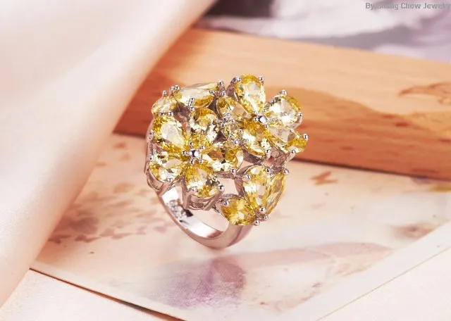 Новинка! Винтажное модное ювелирное изделие желтый кварц серебро 925 пробы