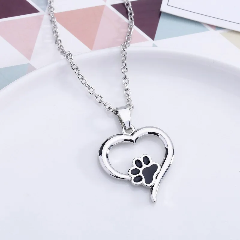 Pet Memorial jewerly cat всегда в моем сердце Собака Любовник кошка сердце с отпечатками лап ожерелье любовник кулон животное Сувенирные ювелирные изделия