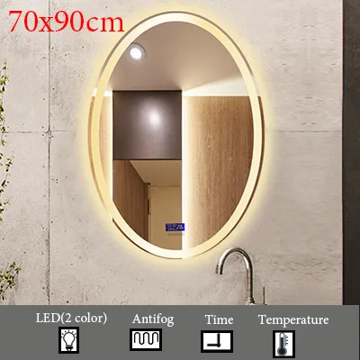 M009B-700x900mm Умный светодиодный настенный экран, зеркало для ванной комнаты, аксессуары для зеркала, белый/теплый свет, настенный светильник, зеркала, водонепроницаемые, IP54, 70x90 - Цвет: M009B-700x900mm