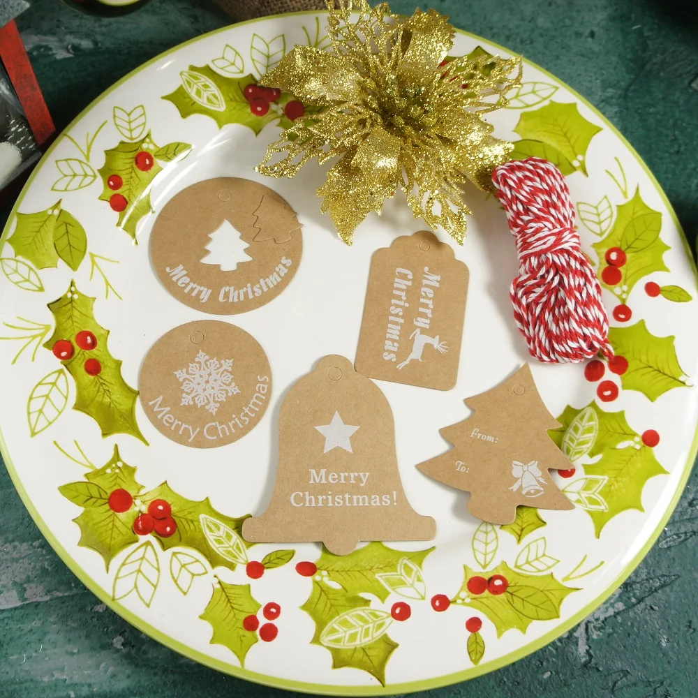 

big size 100pcs Merry Christmas theme gift design paper labels packaging decoration tags Scrapbooking Craft Paper DIY