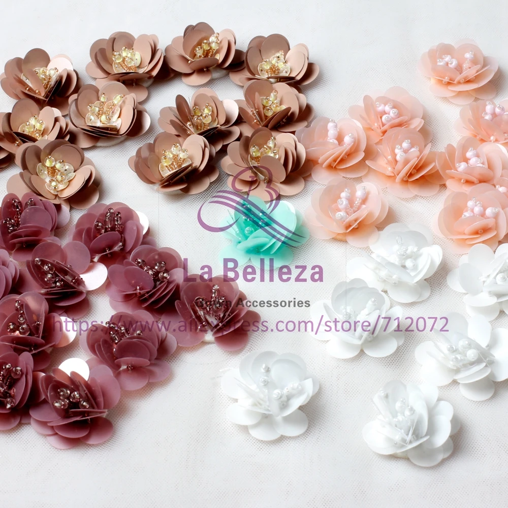 La Belleza Красивая зеленая Роза/розовый/белый/коричневый/зеленый жемчужины, блестки Стразы Цветы одежда аксессуары 20 шт./лот JZ1802
