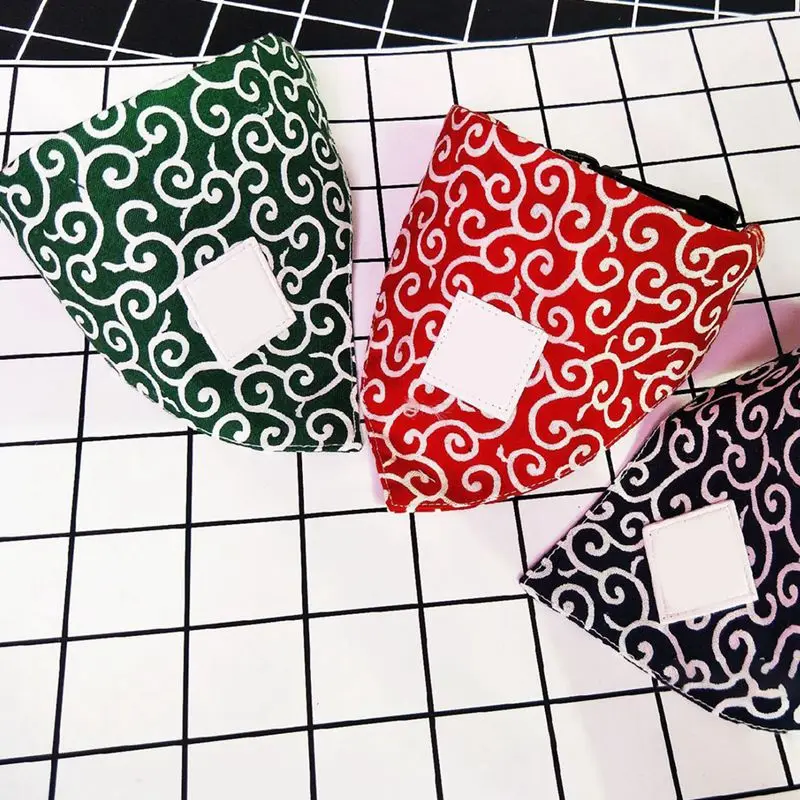 

Pet Dog Wave Pattern Triangular Bandage Cat Puppy Cotton Cloth Scarf Festival Japanese Style Decorative Collar Pet Accessor