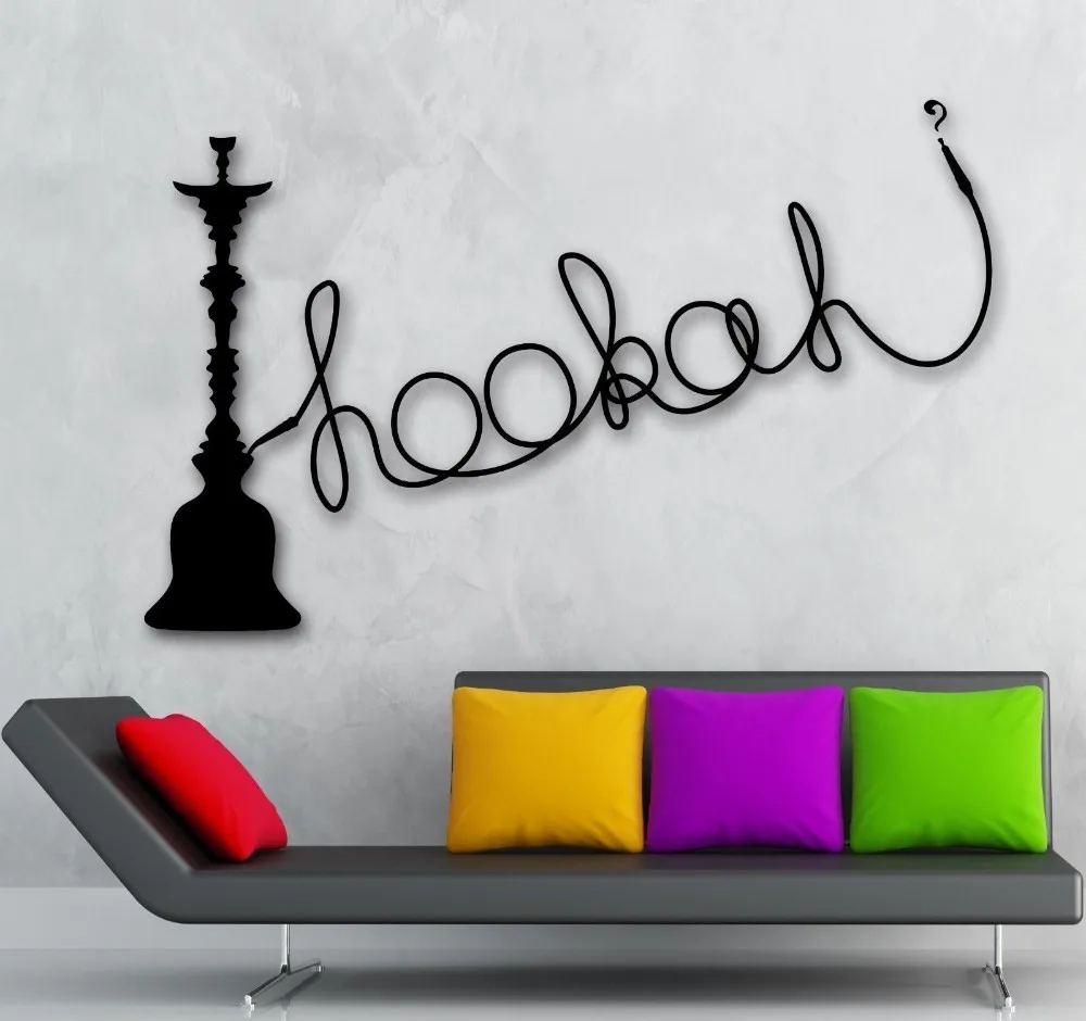 

Free shipping Wall Decal Hookah Wall Stickers Shisha Vinyl Decal Arabic Culture Smoking Decor HOME DECORATIVE