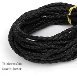 Шнур из ПУ кожи круглая плетеная нить черного цвета для браслетов и ожерелий
