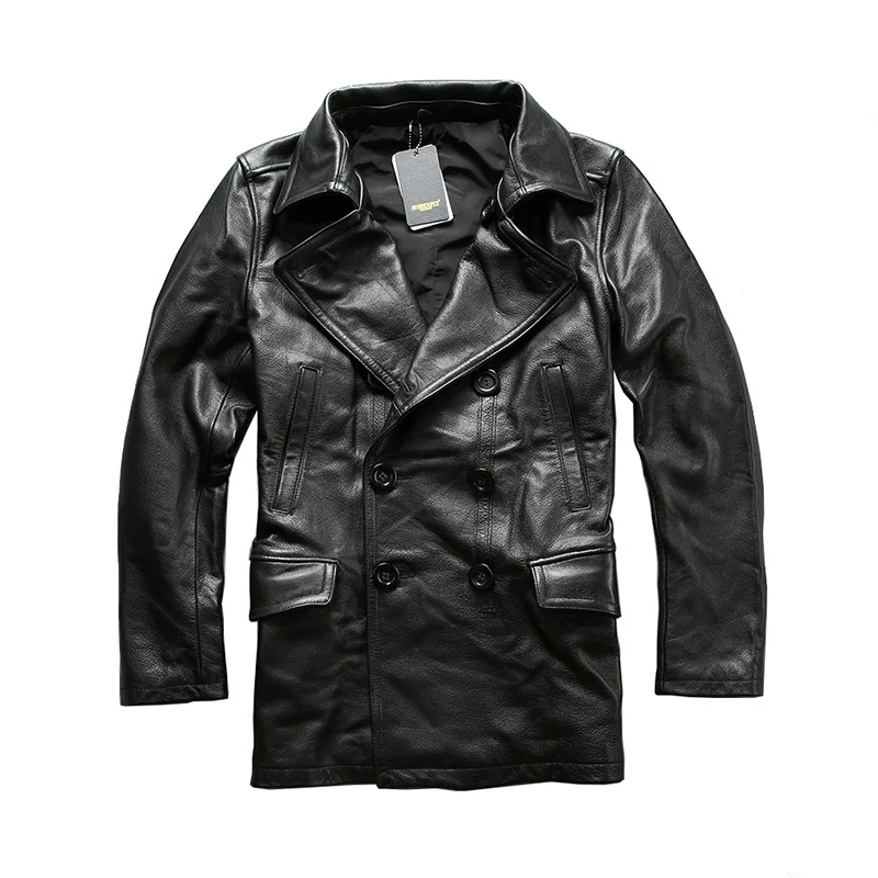 

Сосредоточьтесь на деталях! Куртка мужская зимняя из яловой кожи, с большими пуговицами, A1657