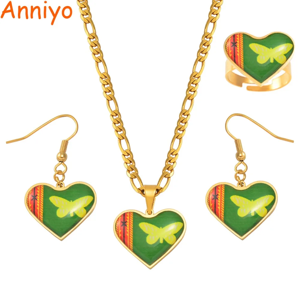 Anniyo PNG все провинции флаги ювелирные изделия Сердце золотой цвет кулон ожерелья