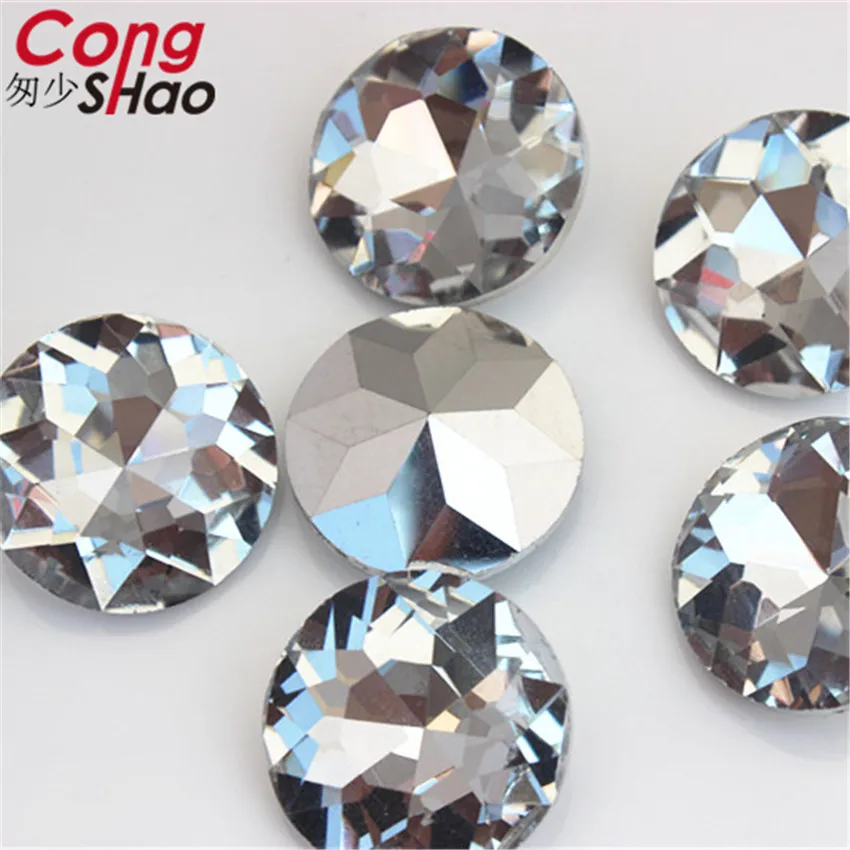 Прозрачные серые кристаллы Cong Shao 20 шт. 25 мм круглые стразы с заостренным