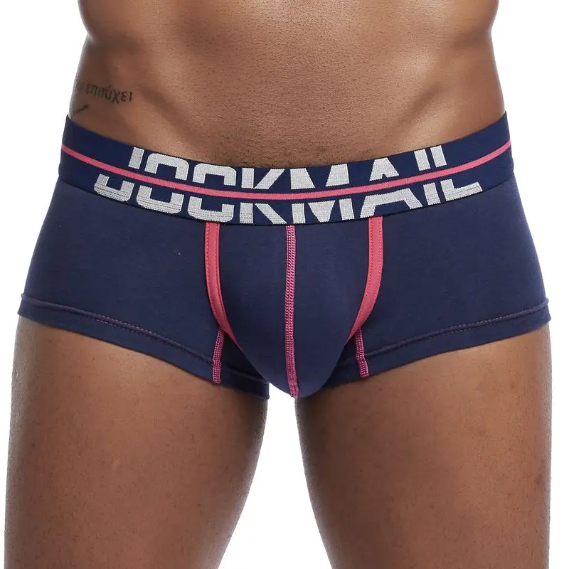 Тёмно-синий JOCKMAIL, модное мужское нижнее белье, боксеры, шорты, трусы, хлопок, сексуальное мужское нижнее белье, боксеры, u-выпуклые мужские трусы, мужские трусы для геев - Цвет: Тёмно-синий