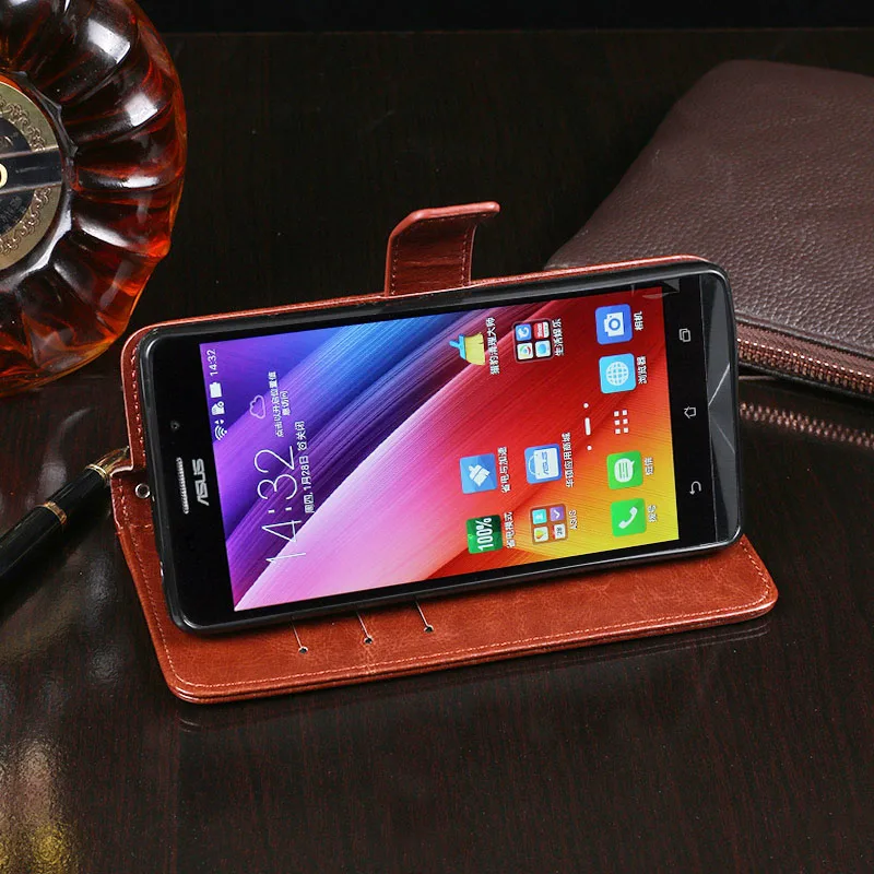 Чехол для ASUS Zenfone MAX ZC550KL 5.5" из премиум-класса кожаная обложка Asus с функцией подставки и держателем для карт.