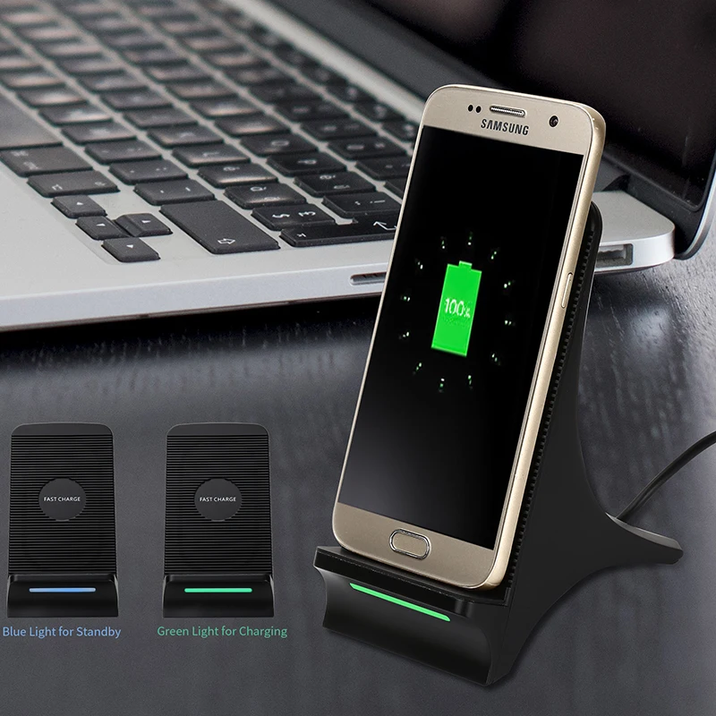 2 катушечная Вертикальная Беспроводная Быстрая Зарядка Qi для Samsung Galaxy Note 8 S8 S7 S6 edge