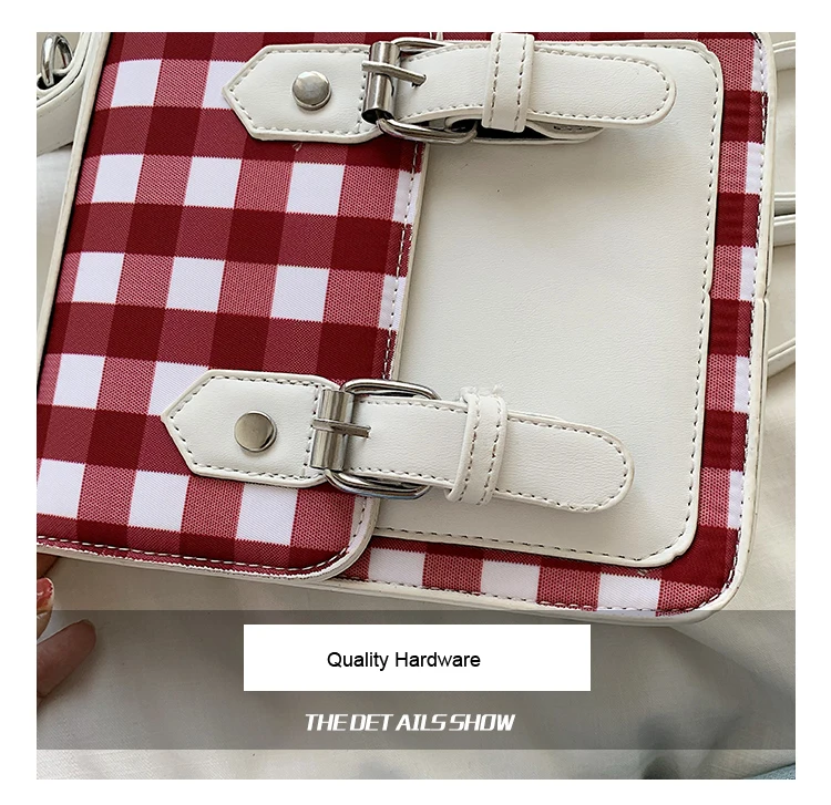 DORANMI Plaid Schoolbag Women's Backpacks Fashion Leather Bag Square Back Shoulder Bags Female Patchwork Mochila DJB657