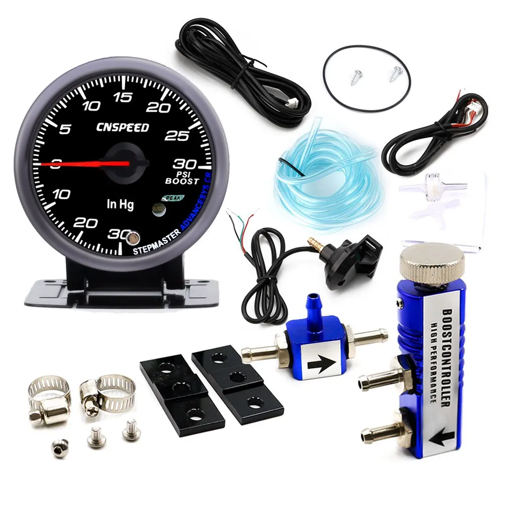 blue Controller CNSPEED 60 мм Автомобильный турбо Boost Gauge PSI с сенсором черное лицо белое и Янтарное освещение турбо boost метр и Регулируемый контроллер - Цвет: blue Controller