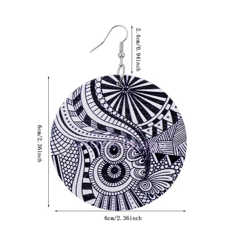 Pinksee Ретро панк печать деревянные серьги капли для женщин девушек большие