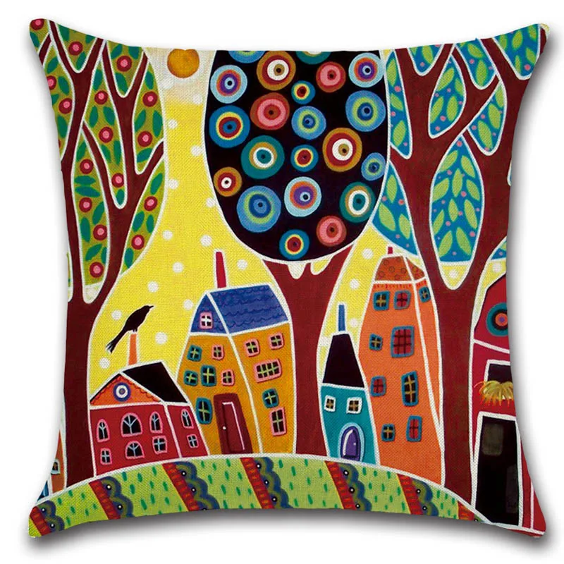 Мультяшная ретро деревенская наволочка для подушки из хлопка и льна автомобиля