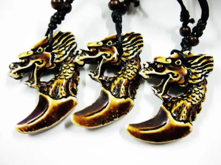 12 шт. имитация кости яка китайский Клык дракона Амулет &quotзубы&quot кулон с
