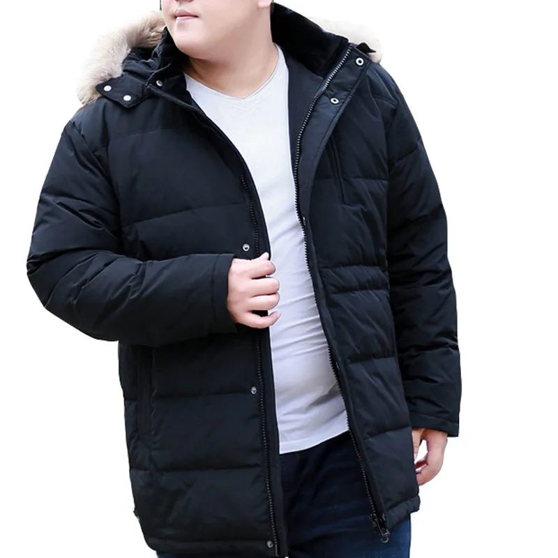 Черный MFERLIER осенне-зимние мужские пуховики 5XL 6XL 7XL 8XL 9XL 10XL Бюст 170 см размера плюс для холодной погоды зимой - Цвет: Черный