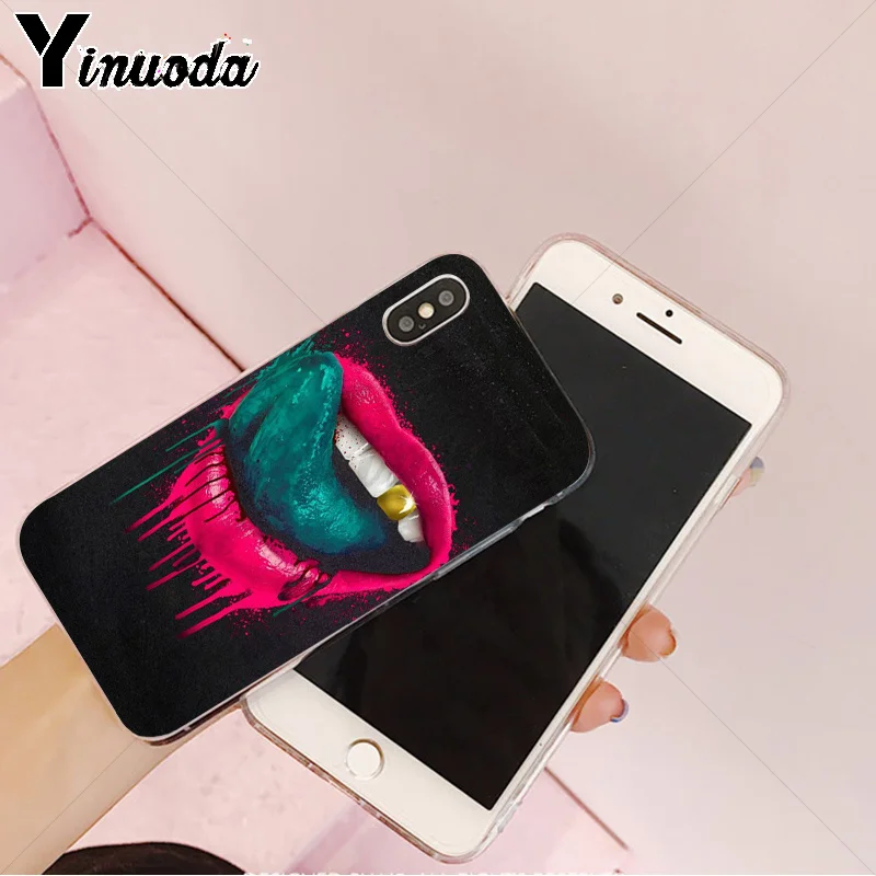 Yinuoda сексуальный чехол для телефона с принтом губ DIY Apple iPhone 8 7 6 6S Plus X XS MAX 5 5S SE XR