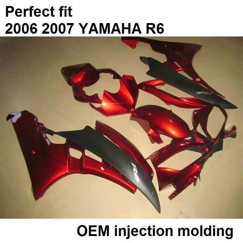 Литьевой формованный обтекатель для YAMAHA YZF R6 2006 2007 винно красный матовый черный