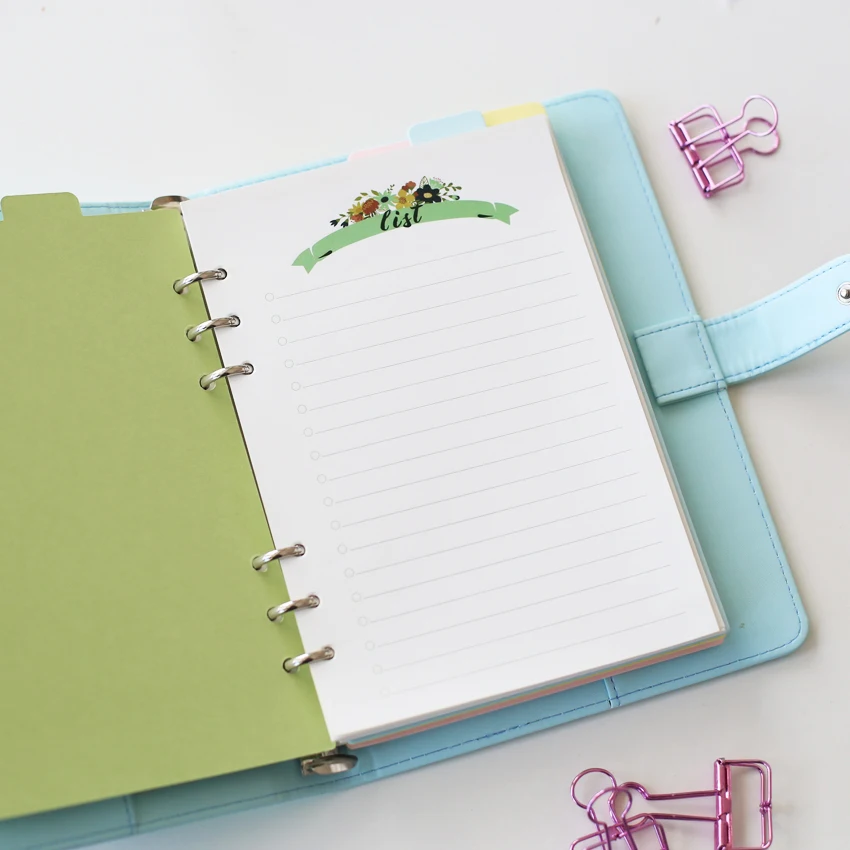 Вставки для А5 плантатора заправки с цветочным принтом заправка бумагой