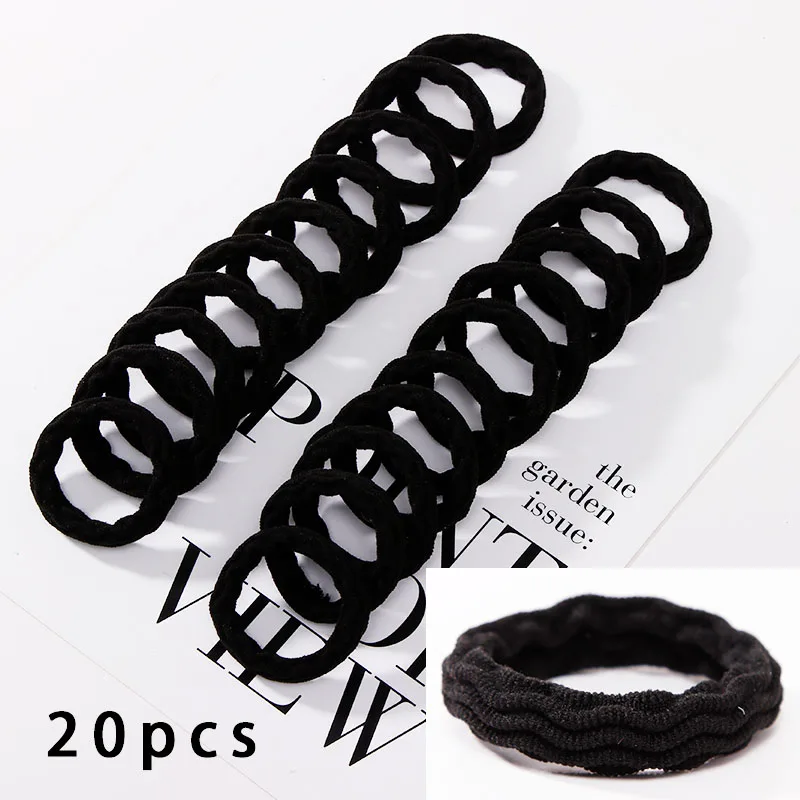 20pcs black 3 1 упаковка = 10/20 шт. Для женщин Однотонные эластичные резинки для волос аксессуары для волос для девочек хвост держатель резинки повязки для волос Scrunchies - Цвет: 20pcs black 3