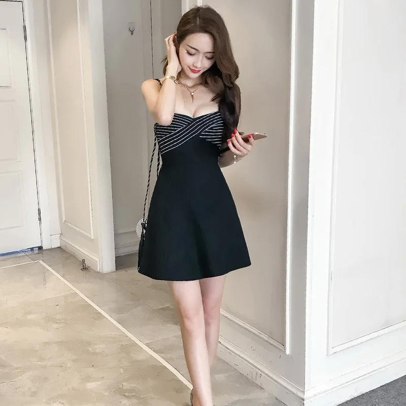 YuooMuoo Women Summer Sexy A-Line High Waist Short Mini Strapless Dress Sleeveless Party Club Pleated Spaghetti Strap Dresses | Женская