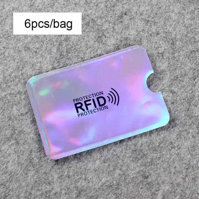 6 шт Цвет/сумка Анти Rfid кошелек Блокировка ридер замок банк держатель для карт банковская карта защита металлический кредитный держатель для карт Алюминий - Цвет: C