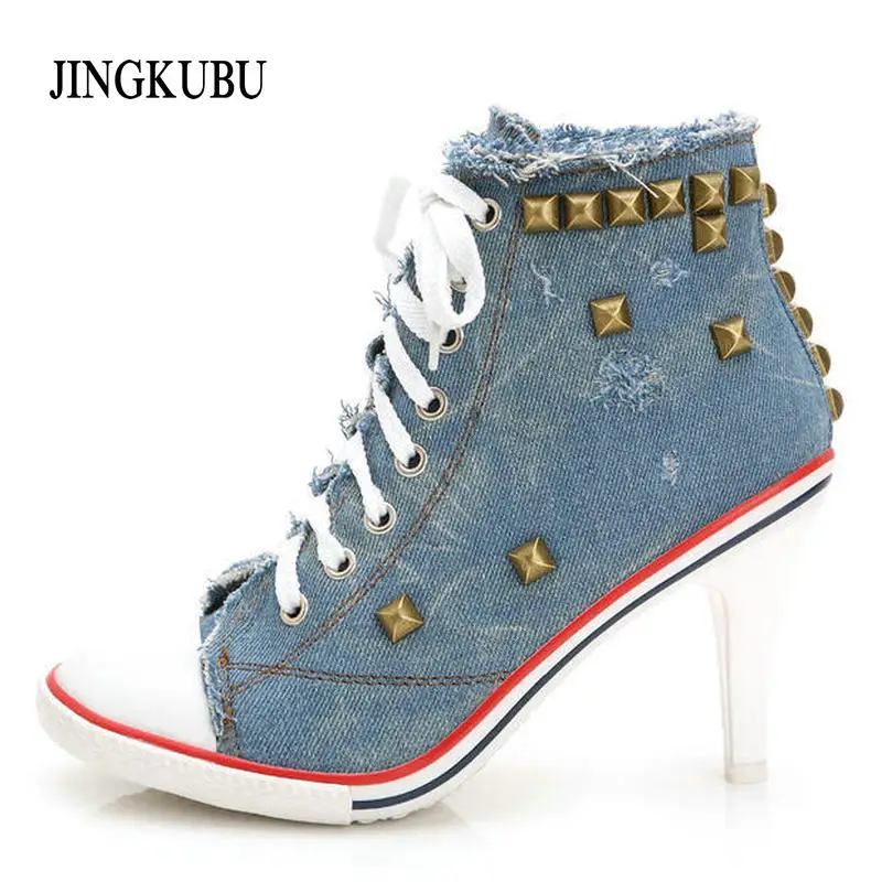 2016 г. Новое поступление осенние джинсовые ботильоны повседневная обувь на