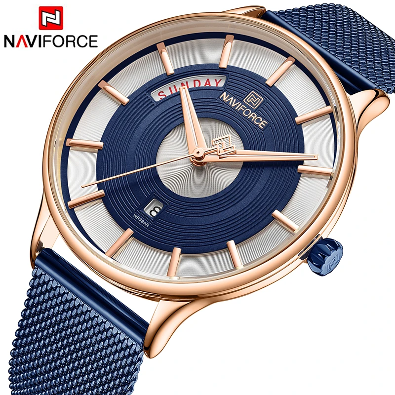 NAVIFORCE Лидирующий бренд, мужские кварцевые часы, мужские стальные часы, мужские синие наручные часы, Прямая поставка,, Relogio Masculino