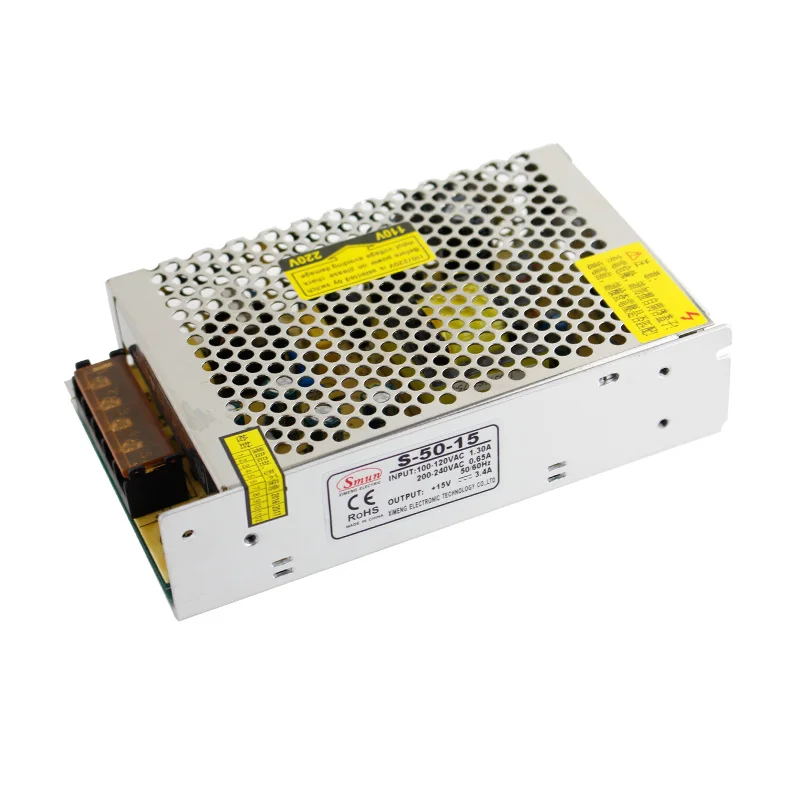 SMUN S 50 15 50W 15V 3.4A одиночный выход SMPS источник питания с сертификатом CE RoHS|smps power