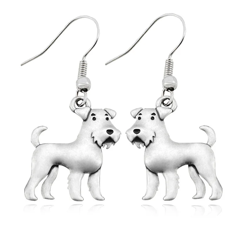 Винтажные серьги-подвески серебряного цвета Airedale Terrier &amp Schnauzer Dog Bijoux Femme длинные
