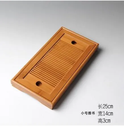 25cmx14cm 1 шт./Натуральный Бамбуковый чайный поднос, поднос для хранения воды, китайский традиционный чайный набор кунг-фу, аксессуары для дома, простой мини чайный поднос - Цвет: 25cmx14cm