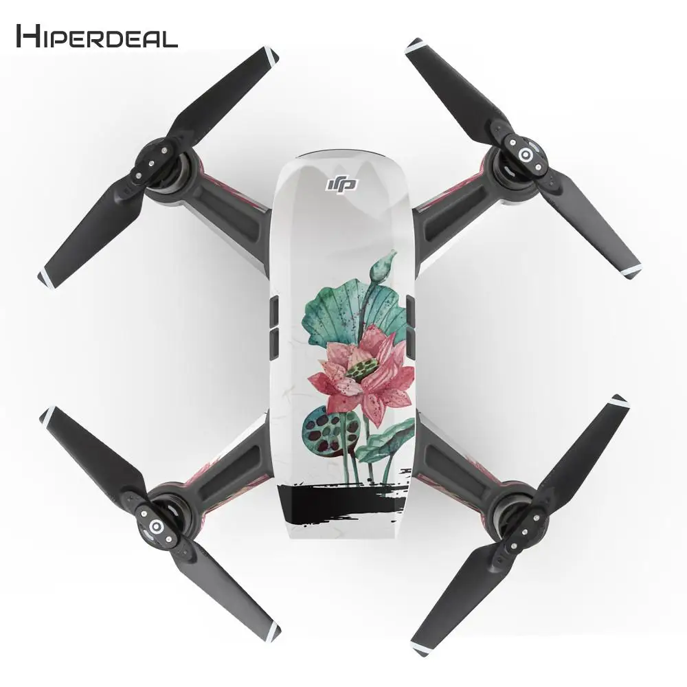 Lotus Flower Priting Waterproof Decal Skins Wrap Sticker Body Protector For DJI Spark Mini Drone Sticker Kits Fashion QIY27