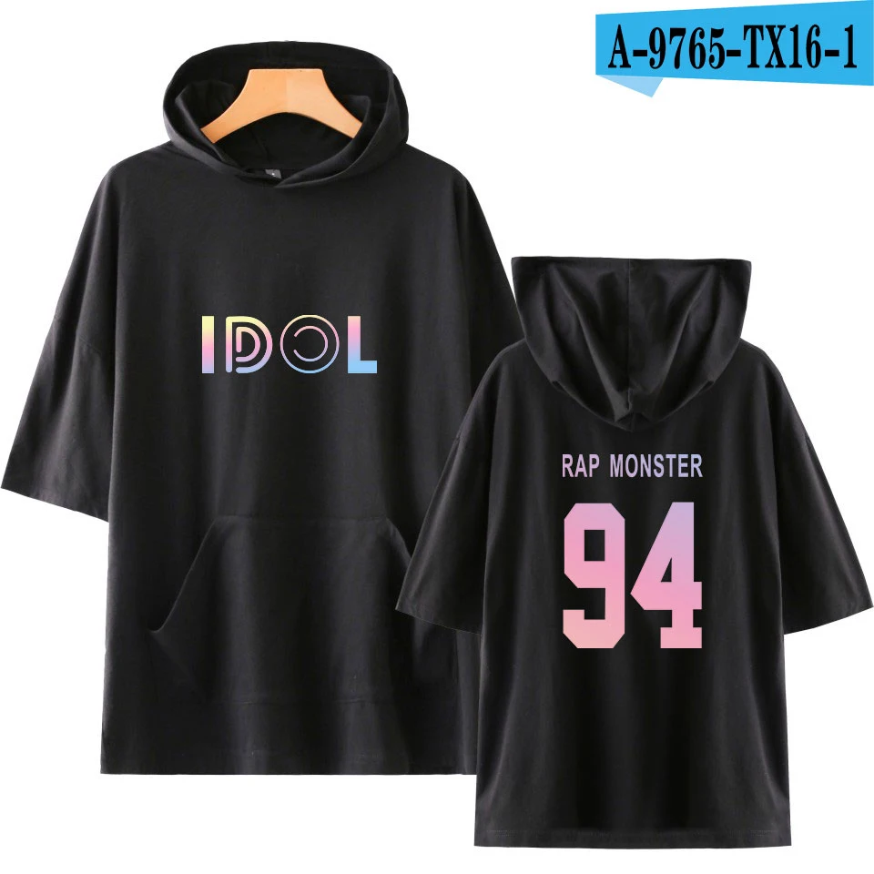 black В Стиле Хип-хоп, Модная хлопковая Футболка KPop, с принтом «Idol J-Hope», JungKook Jimin, с коротким рукавом, толстовки, свитшоты, женская, мужская одежда - Цвет: black