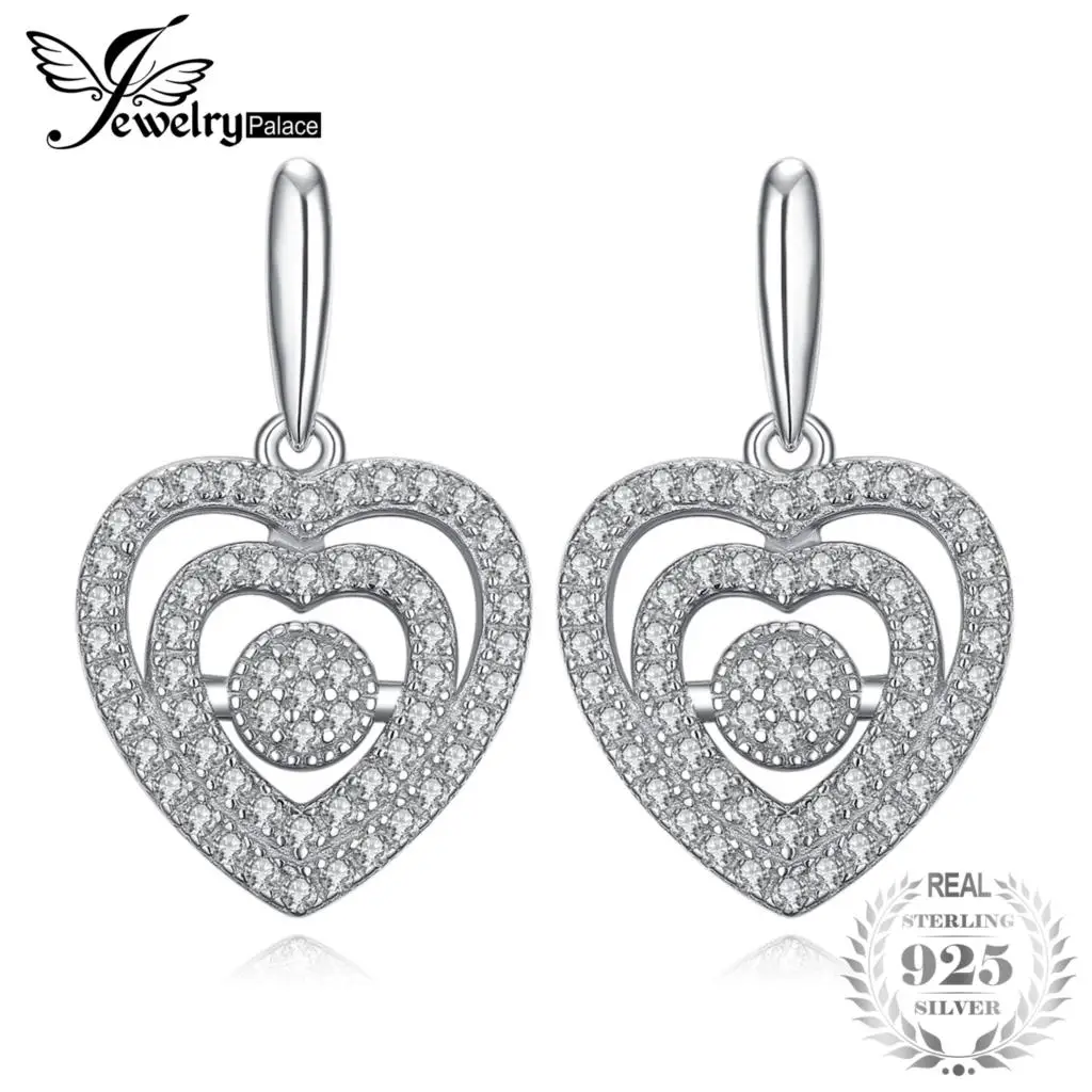 JewelryPalace Любовь Сердце проложить 0.1ct кубического циркония серьги 925 стерлингов