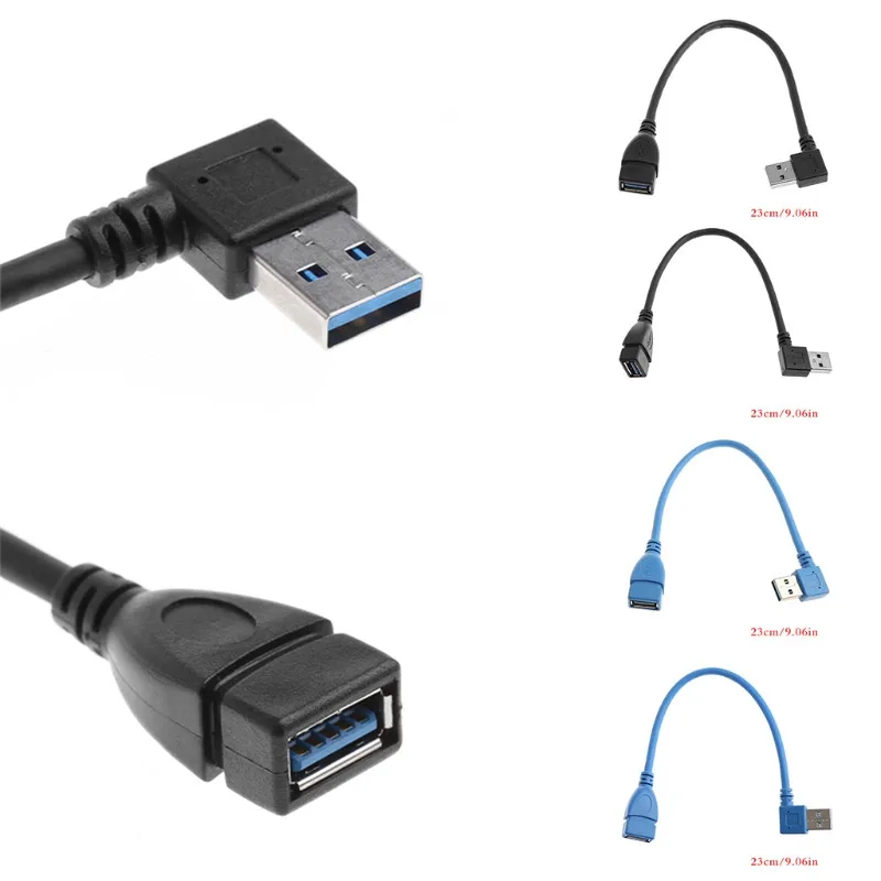 1 шт. USB 3 0 правый/левый угол 90 градусов удлинитель шнур кабели Прямая поставка