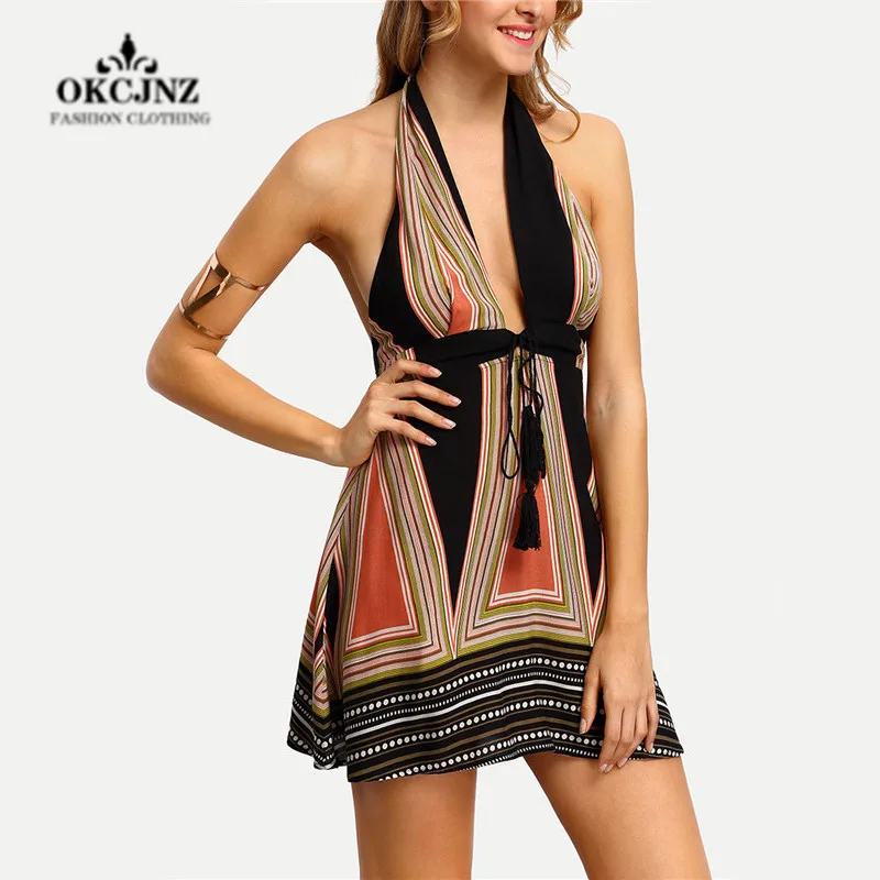 Летнее Новое модное женское платье в европейском стиле сексуальное с глубоким