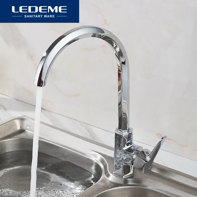 

LEDEME Смеситель для кухни высокий с гайкой латунь Цвет: хром L4059-2