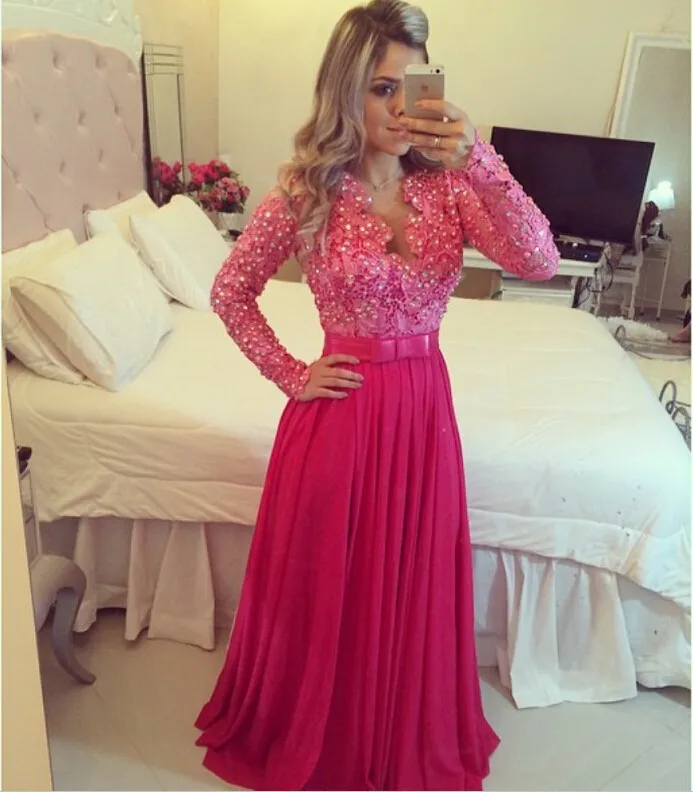 

Top Lace Floor Length Prom Dresses Vestidos De Festa longo Evening Dress
